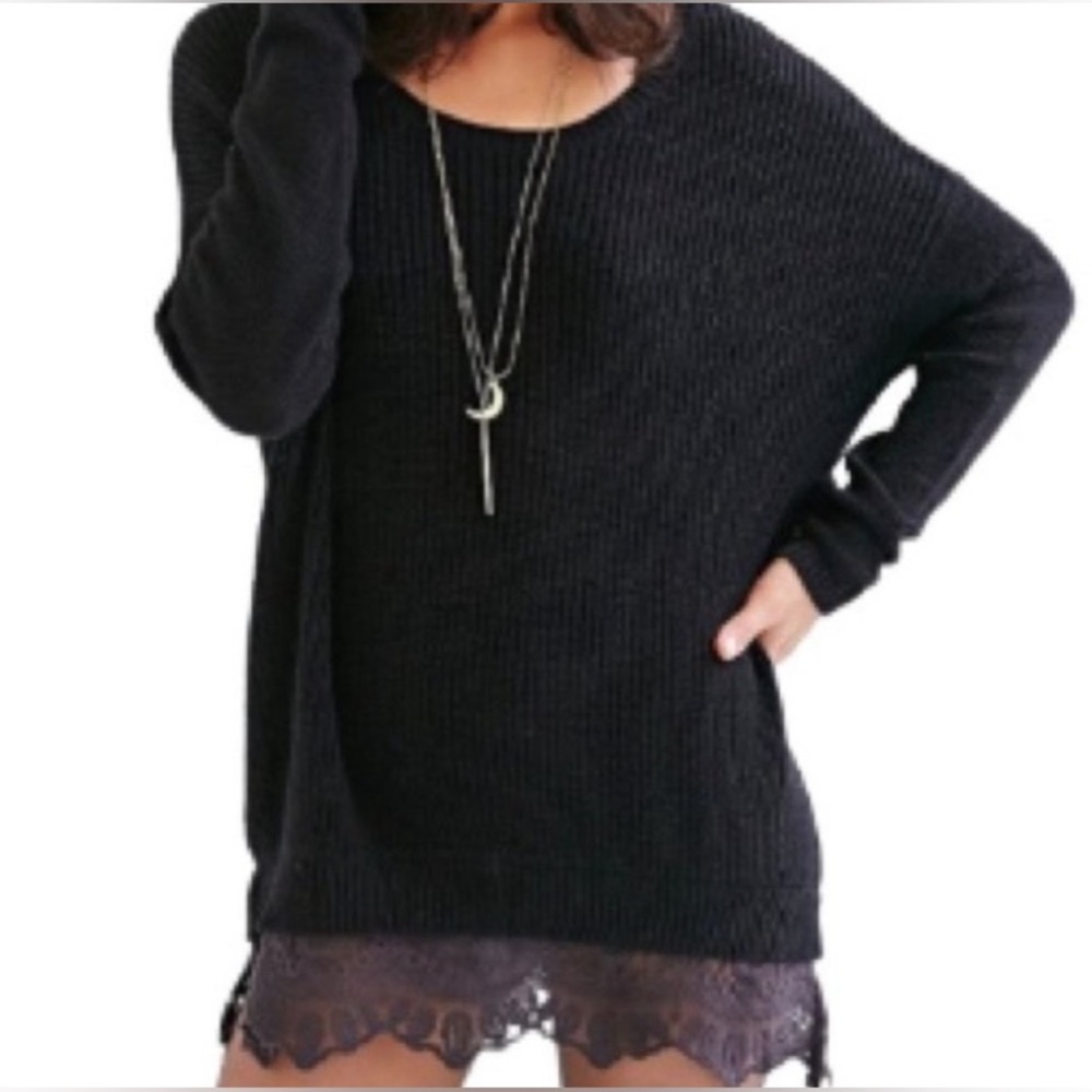 New! Urban Outfitters Pins and Needles Knit Lace Trim Pullover Sweater size XS